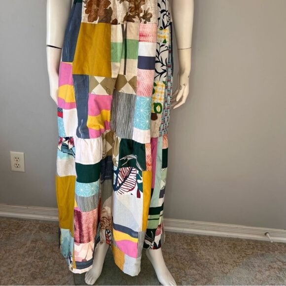 Handmade Multicolor Patchwork Tiered Sundress with Shoulder Straps Size Medium - Picture 5 of 13